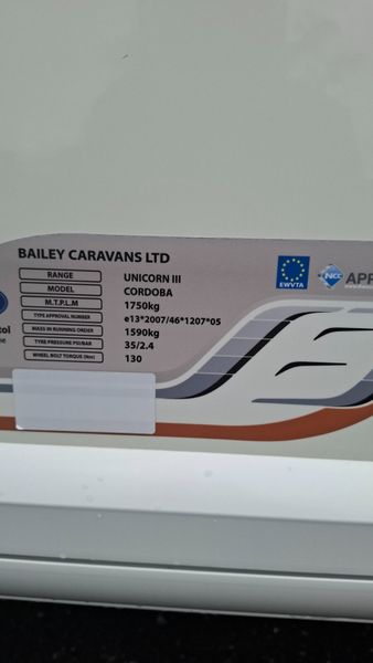 Bailey Unicorn Cordoba 4 Berth Caravan 400933384