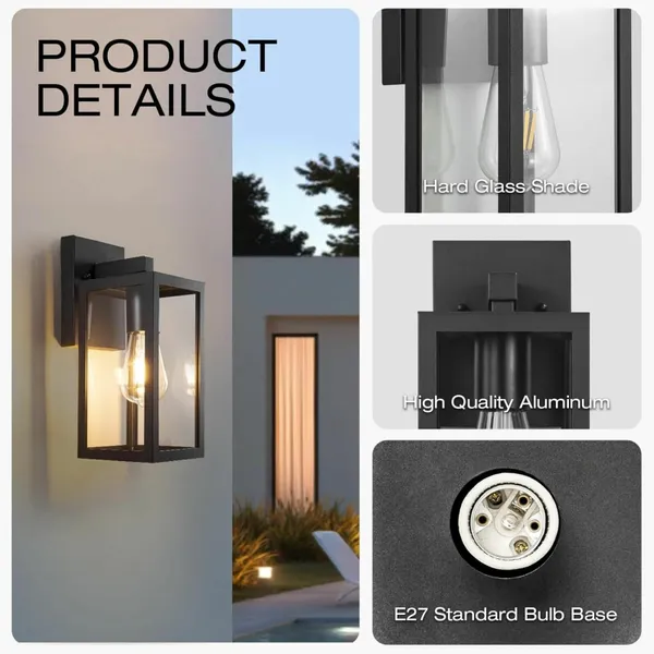 Outdoor Wall Lights,Lantern Outdoor Lights Aluinu And Glass Waterproof Lap Retro Garden Wall